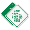 Custom Green Diamond Template Parking Sign