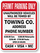 Custom Permit Parking Only, Unauthorized Vehicles Towed Sign