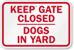 Keep Gate Closed, Dogs In yard Sign