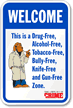 McGruff Drug Alcohol Tobacco Free Sign