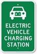 Electric Vehicle Charging Station With Graphic Sign