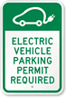 Electric Vehicle Parking Permit Required Sign