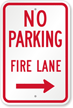 No Parking Fire Lane Sign With Right Arrow