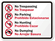 Bilingual No Trespassing & No Dumping Graphic Sign