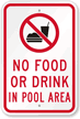 No Food Or Drink In Pool Area Sign
