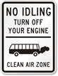 No Idling Engine Clean Air Sign