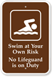 No Lifeguard On Duty Campground Park Sign