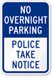 No Overnight Parking Sign