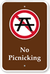 No Picnicking Campground Park Sign with Graphic