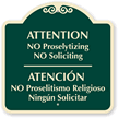 Bilingual No Proselytizing & No Soliciting Sign