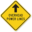 Overhead Power Lines with Up Arrow Sign