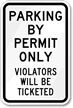 Parking Permit Violators Ticketed Sign