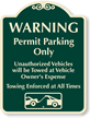 Permit Parking Only Sign