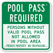 Pool Pass Required Sign