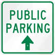 Public Parking Sign with Bidirectional Arrow