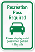 Recreation Pass Required Sign