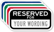 Reserved Parking For (black reversed) Sign