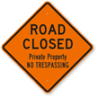 Road Closed Private Property No Trespassing Sign