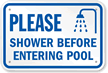 Shower Before Entering Pool Sign