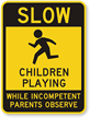 Slow Children Playing Incompetent Parents Observe Sign