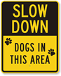 Slow Down Dogs In The Area Sign