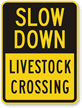 Slow Down Livestock Crossing Sign