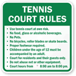 Tennis Court Rules Sign