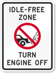 Idle Free Zone, Turn Off Engine (With Graphic) Sign