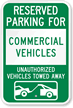 Reserved Parking For Commercial Vehicles Sign