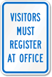 Visitors Must Register Office Sign