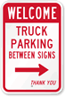 Truck Parking Between with Right Arrow Sign