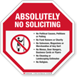 Absolutely No Soliciting Sign