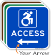 Handicap Access Directional Sign with Updated ISA Symbol