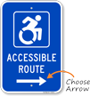 Accessible Route Sign with Arrow and Graphic