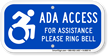 For Assistance Ring Bell, Updated ADA Access Sign