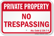 Alabama Private Property Sign