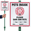 Alert Pets Inside Please Save Our Pets LawnBoss Sign