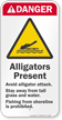 Alligators Present, Avoid Attack, Stay Away Sign