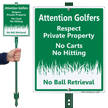 No Carts No Hitting Private Property Sign