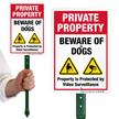 Beware Of Dogs Video Surveillance LawnBoss Sign