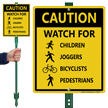 Watch For Children, Joggers, Bicyclists, Pedestrians Sign