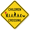 Children Crossing Holding Hand Held Stop Sign