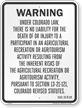 Colorado Agritourism Liability Sign