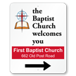 Custom Directional Arrow Church Sign