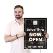 Custom Drive Thru Now Open Sign Add Cafe Name And Number
