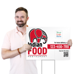 Custom Indian Food Restaurant Yard Sign With QR And Logo