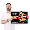 Custom Pizza Restaurant Open Sign With Number