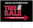 Custom Tire Sale Yard Sign Add Name And Text With Arrow