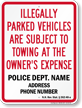Custom New Hampshire Tow Away Sign