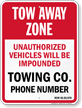 Custom Washington Tow Away Sign